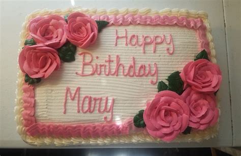 Birthday cake with buttercream roses | Happy birthday mary, First ...