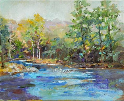 Wall Art Original Impressionist Oil Painting River Scene by