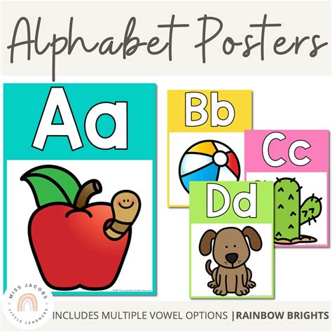 Alphabet Posters | Rainbow Classroom Decor - Miss Jacobs Little Learners