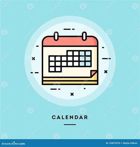 Calendar, Flat Design Thin Line Banner. Stock Vector - Illustration of calendar, linear: 134073476