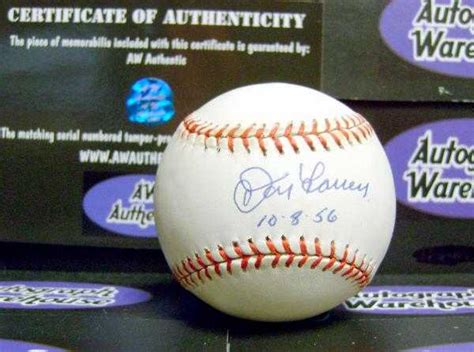 Don Larsen autographed American League Baseball inscribed PG 10 8 56