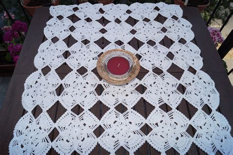 White Crochet Rectangle Tablecloth 65 Cm./ 52 Cm. Table - Etsy