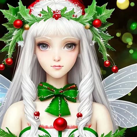 pretty, white fairy goddess withred and green, chris...