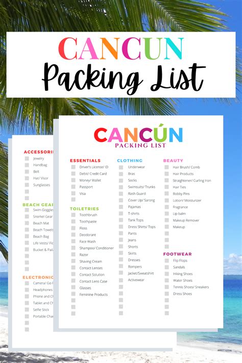 Cancun Packing List | Mexico Vacation | Travel Cancun Packing List ...