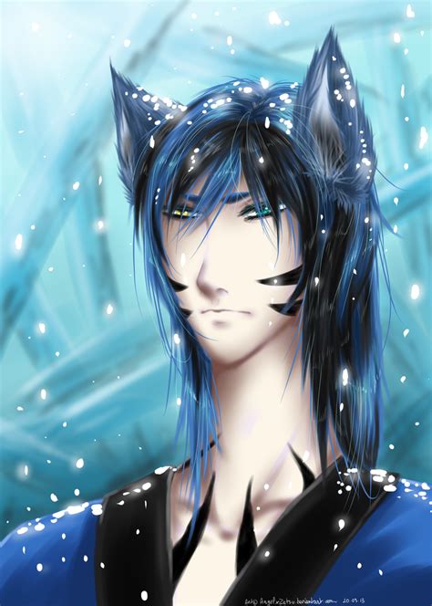 Headshot Matatabi/Nibi - Simply think blue by Anael-AnChi on DeviantArt