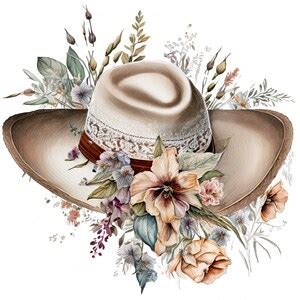 Floral Cowgirl Hat High Quality Cowgirl Hat Png Bundle Set - Etsy