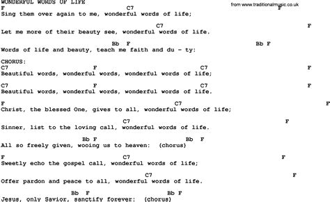 Gospel Song: Wonderful Words Of Life-Trad, lyrics and chords.