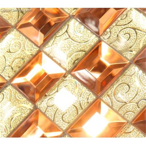 DecorGenius Amber Glass Mosaic Flooring Tile Decoration for Bathroom ...