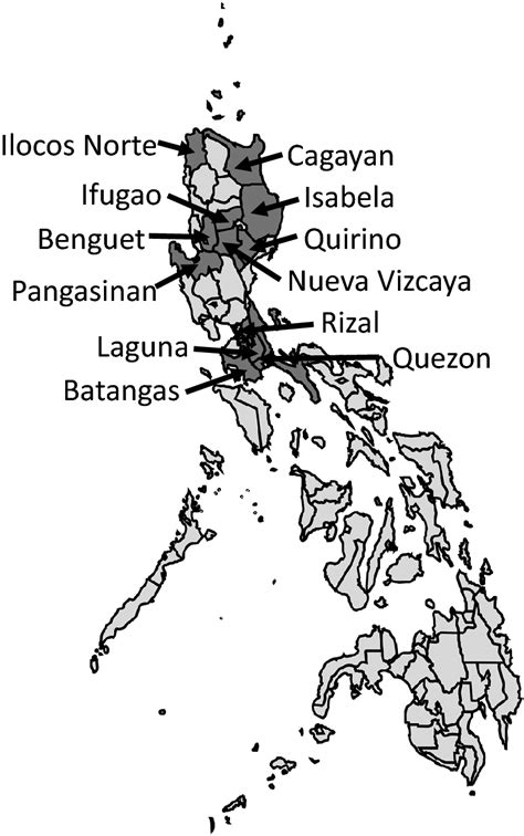 Map showing the provinces in Luzon, Philippines that were included in... | Download Scientific ...