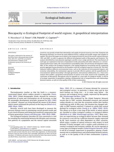 (PDF) Biocapacity vs Ecological Footprint of world regions: A ...