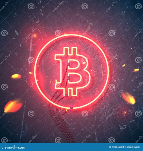 Neon sign bitcoin sparks stock illustration. Illustration of gleaming - 132845983