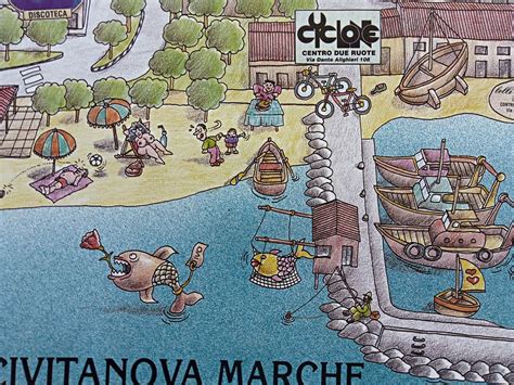 Civitanova Marche Italy c.1980 Pictorial Map Poster by Maurizio Bravet – The Old Map Shop