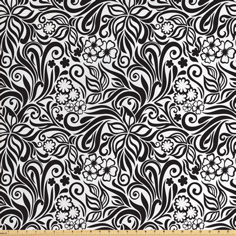 Black and White Fabric by the Yard, Western Scroll Pattern Design with ...