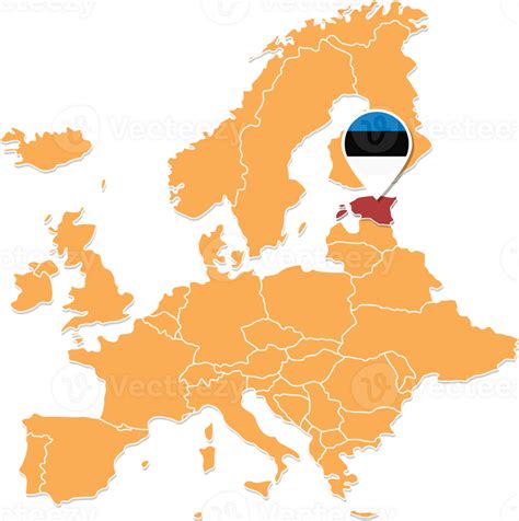 Estonia map in Europe, Estonia location and flags. 24584097 PNG