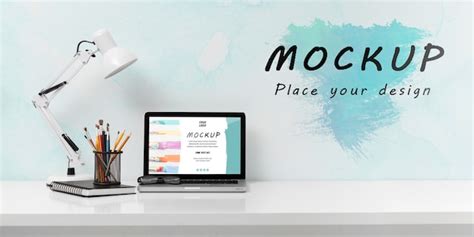 Free PSD | Front view of desk concept mock-up