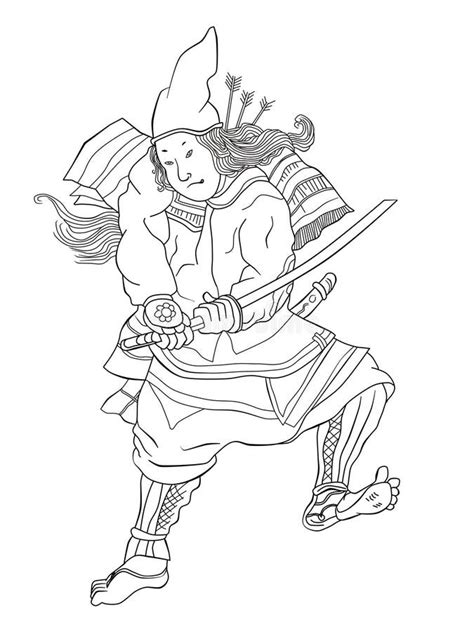 Samurai Warrior With Katana Sword Fighting Stance Stock Illustration - Illustration of fighting ...