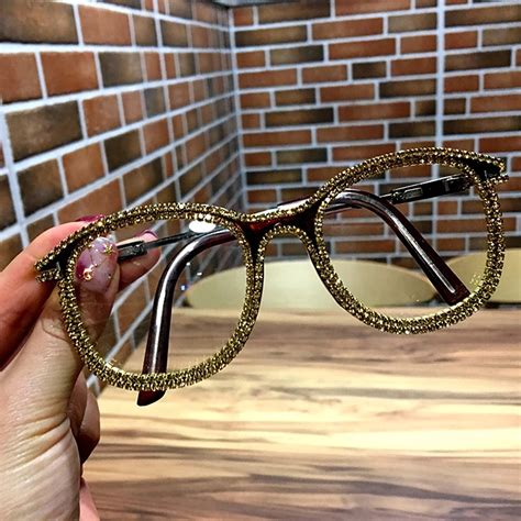 Gold Rhinestone Cat Eye Glasses