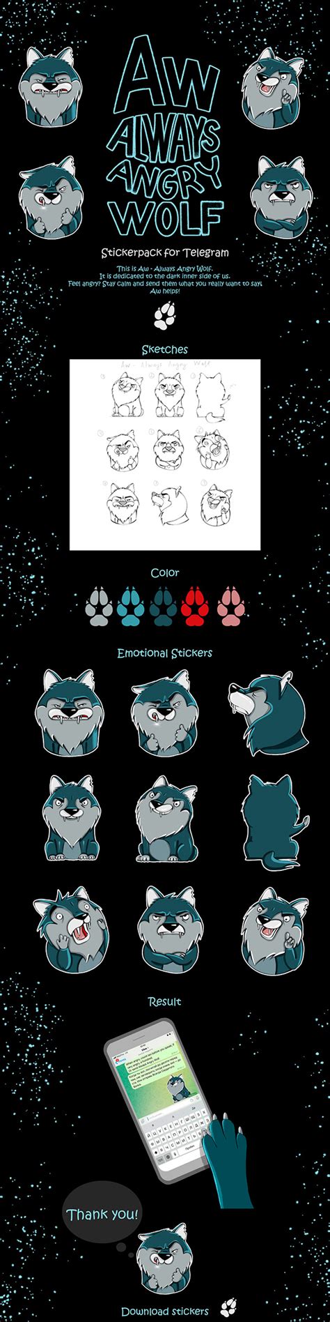 Stickerpack Always Angry Wolf on Behance