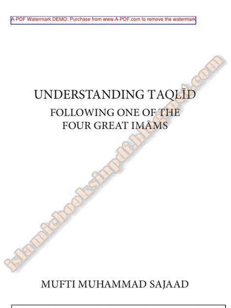 Understanding Taqlid Following One of The Four Great Imams | PDF ...