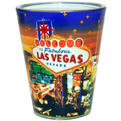 Las Vegas Stars Glitter Shot Glass - Las Vegas Gift Shop