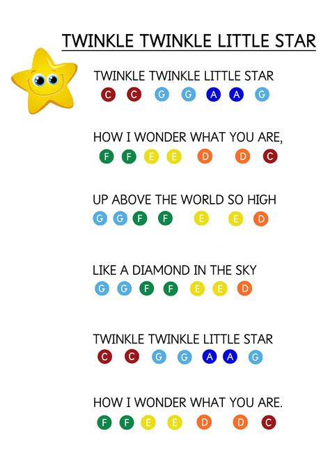 Twinkle Twinkle Litter Star - Easy Piano Music Sheet for Toddlers. How ...