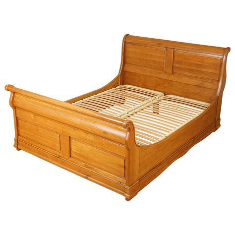 1920 Solid Wood Full Sleigh Bed Frame Set with Walnut Veneer For Sale ...