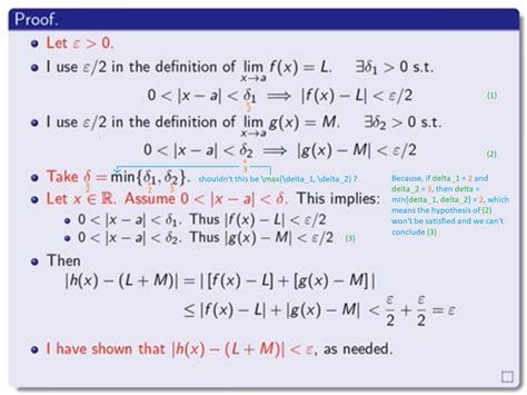 calculus - Is there an error in this epsilon-delta proof of the limit ...