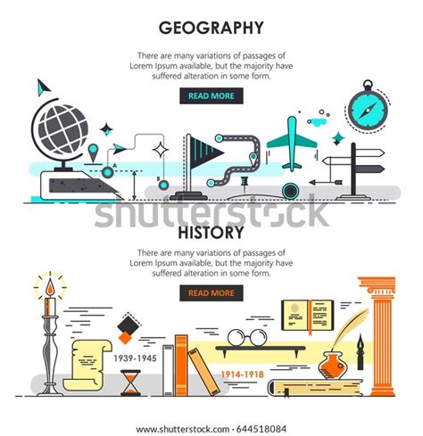 Vector Set History Geography Banners Modern Stock Vector (Royalty Free) 644518084