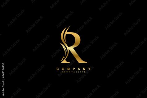 Luxury gold R logo design with feather. premium R letter monogram logo ...