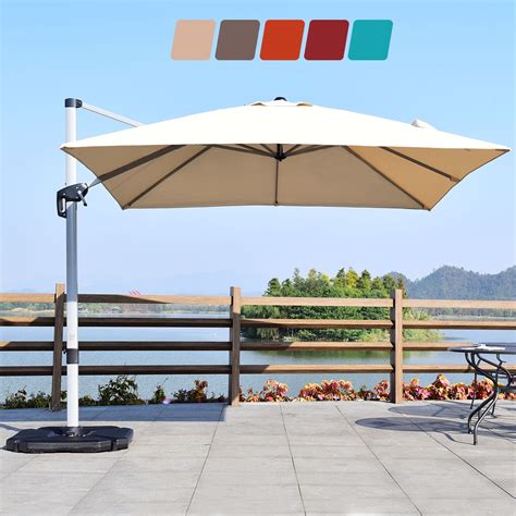 Costway 10Ft Patio Offset Cantilever Umbrella 360 Degree Tilt Aluminum ...