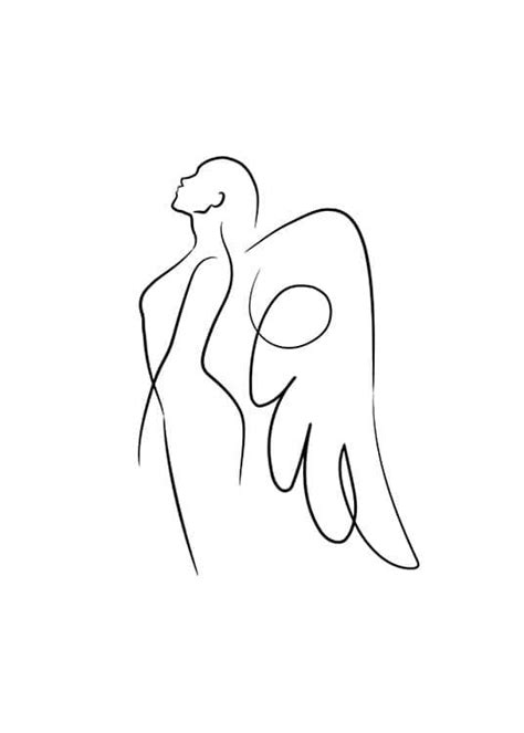 Line Art Angel Poster | Abstract line art, Line art design, Outline art