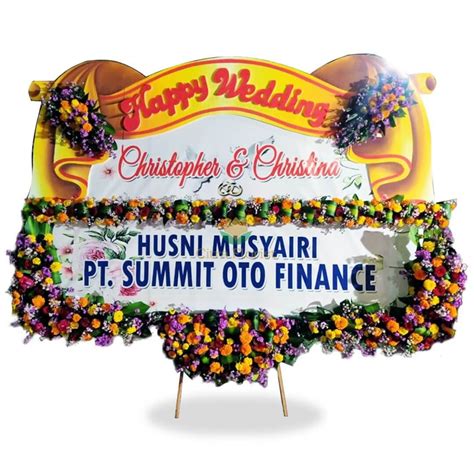 (GRS) Papan Bunga Happy Wedding Banner 2.5 Meter, Bunga Bawahan List ...