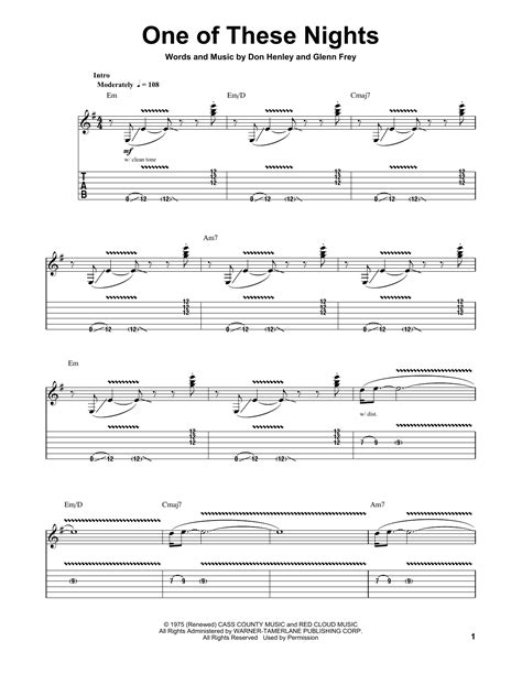 One Of These Nights by Eagles - Guitar Tab Play-Along - Guitar Instructor