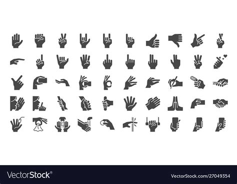 Hand gestures icon set Royalty Free Vector Image