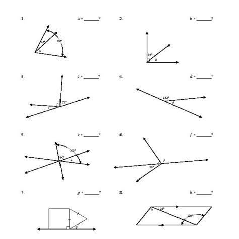 Eighth Grade Adjacent Angles Worksheet 05 â One Page Worksheets ...