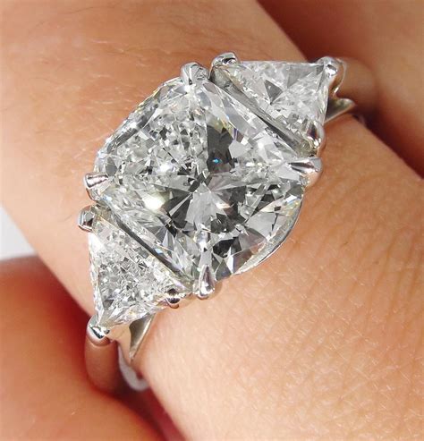 GIA 3.01 Carat Cushion Cut Diamond 3-Stone Engagement Platinum Ring at 1stDibs | 3 stone cushion ...