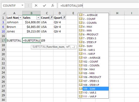 How to use the Excel SUBTOTAL function (In Easy Steps)