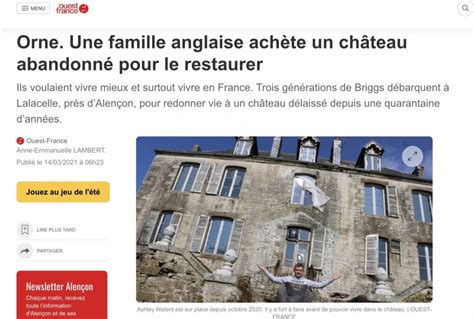 English Translation: Oest France Article on Chateau De Lalacelle