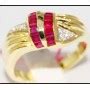 14K Yellow Gold Gemstone Genuine Diamond Ruby Ring [RR021]