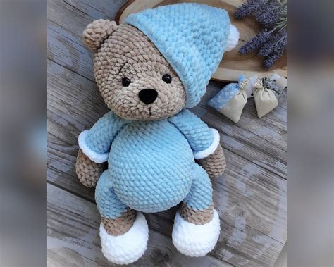 Amigurumi «Teddy bear in pajamas» Crochet pattern PDF. Tutorial ...