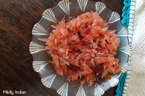 Kambili naranga achar – pickled pomelo. – Mildly Indian