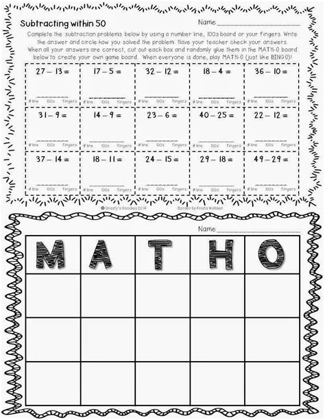 Worksheets Math Second Grade