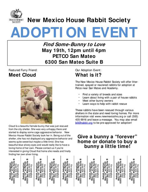 Petco Adoption Event May 19 – New Mexico House Rabbit Society