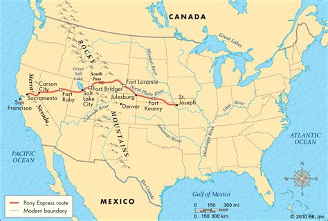 Pony Express Route Map