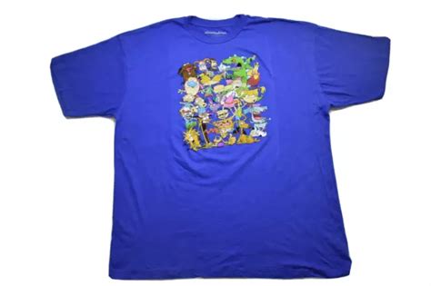 NICKELODEON MENS 90S Cartoon Characters Reptar, Stimpy Blue Shirt New 3XL $9.99 - PicClick