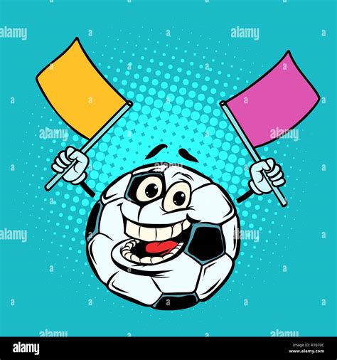 Fan with flags. Football soccer ball. Funny character Stock Photo - Alamy