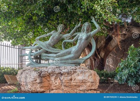 Beautiful Bronze Statue of Arethusa and Alpheus on the Island of Ortygia in Syracuse, Sicily ...