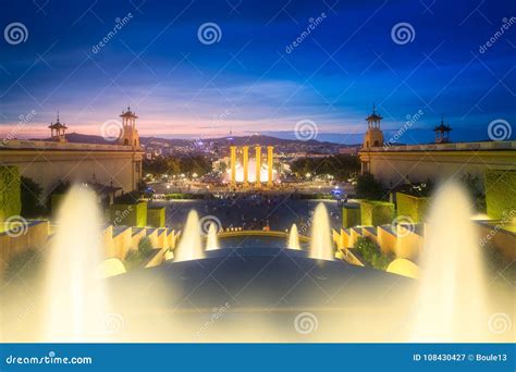 Night View of Magic Fountain in Barcelona Stock Image - Image of celebration, colorful: 108430427