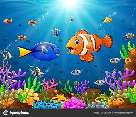 Sea Cartoon Pictures - Fish Ocean Swimming Under Cartoon Sea Underwater ...