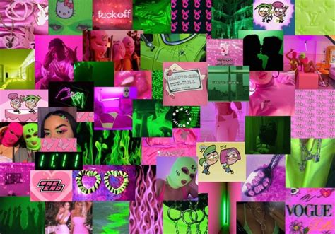 Neon Pink Aesthetic Wallpaper Collage : 40 high quality aesthetic wall collage set.